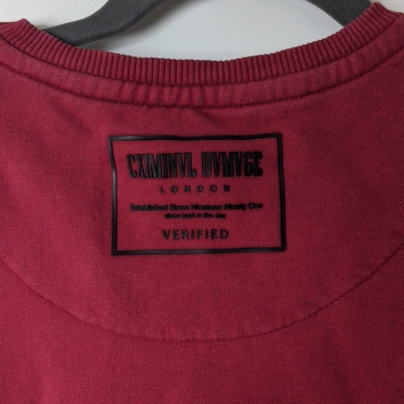 Criminal Damage distressed red crewneck - Picture 3 of 5